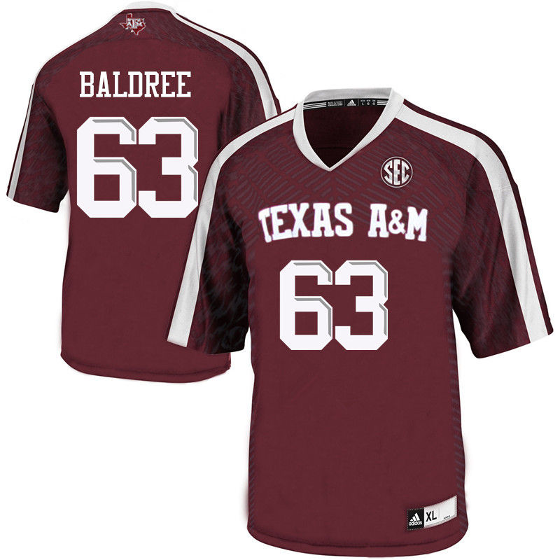 Men #63 Cagan Baldree Texas A&M Aggies College Football Jerseys-Maroon